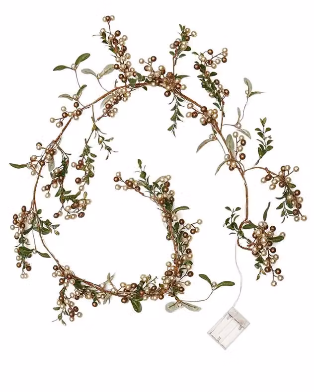 Dibor Copper Mistletoe Light Up Christmas Table Decoration Garland, 1.6m, Gold and Green – 2