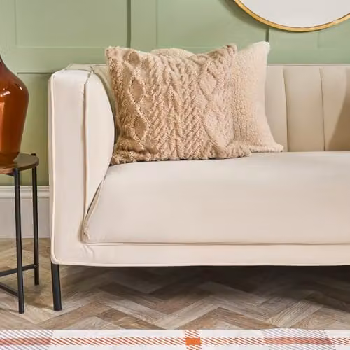 OHS Set of 2 Cable Knit Square Cushion Covers, Beige, 45 x 45 cm – 2
