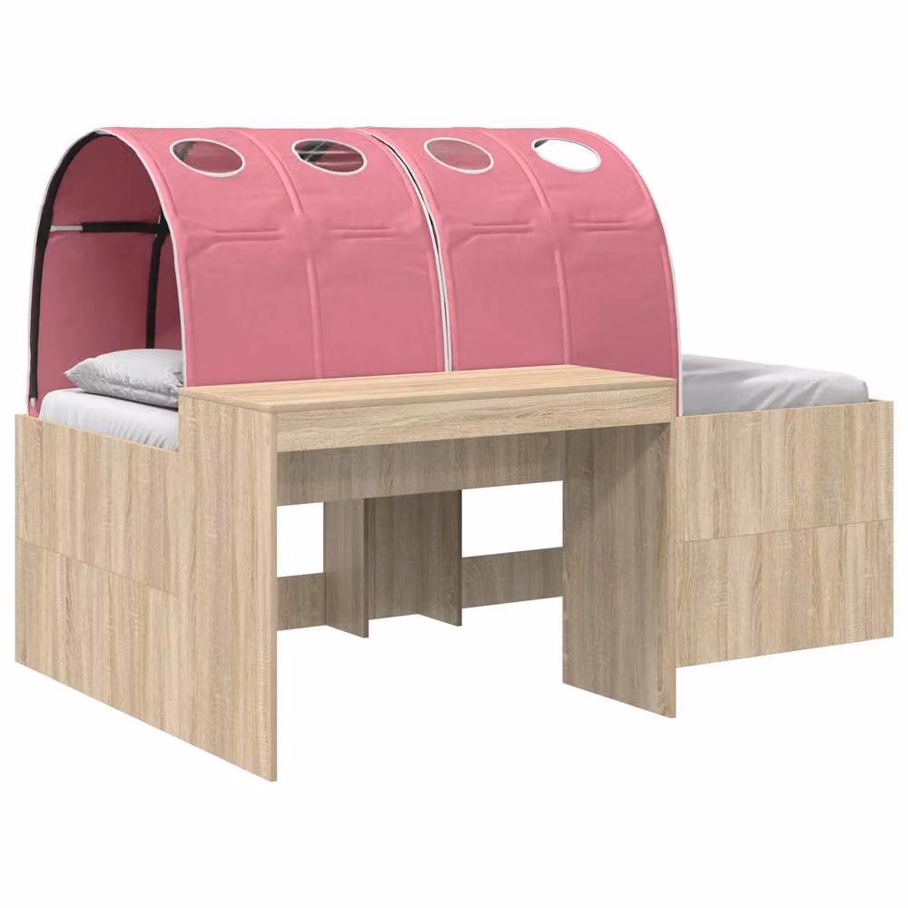 Berkfield Home 3-Piece Bed with Tunnel in Sonoma Oak and Pink Engineered Wood – 2