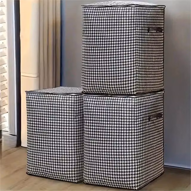 VOGREX 3-Piece Set of 180L Thickened Dustproof Storage Bags for Clothes and Quilts in Black – 1