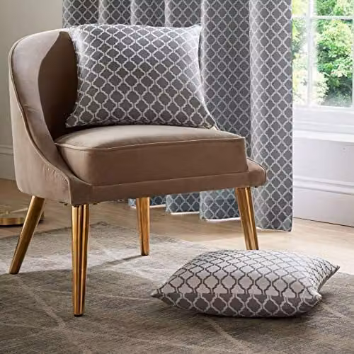 Alan Symonds Graphic Modern Square Cushion Cover in Beige and Grey, W/D/H: 45 x 45 x 45 cm