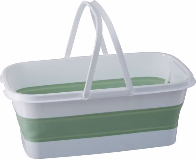 Premier Housewares Averill Collapsible Rectangular Basket with Handles in Green