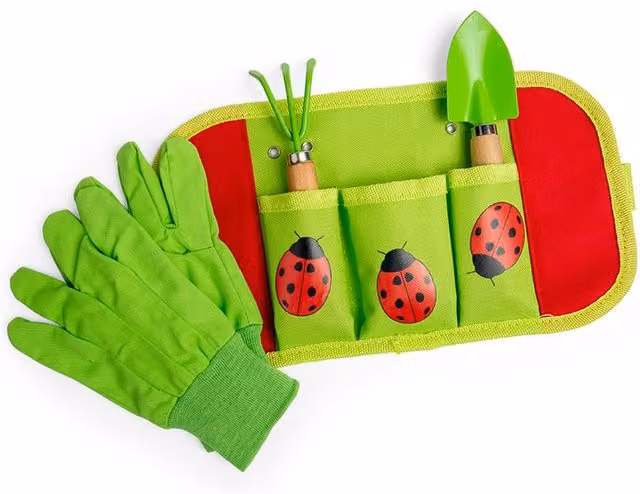 Bigjigs Toys Kids 4 Piece Multicolour Wooden Gardening Set