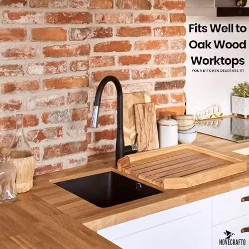 Novecrafto Brown Solid Oak Wooden Draining Board for Belfast Butler Sinks – 6