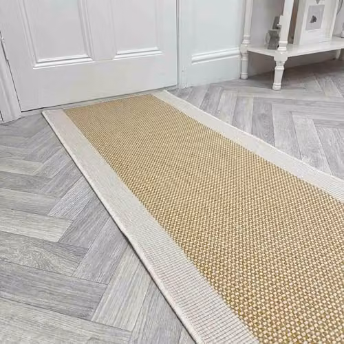 runrug Reversible Indoor/Outdoor Carpet Runner in Beige and Yellow, W/D: 60 x 300 cm – 1