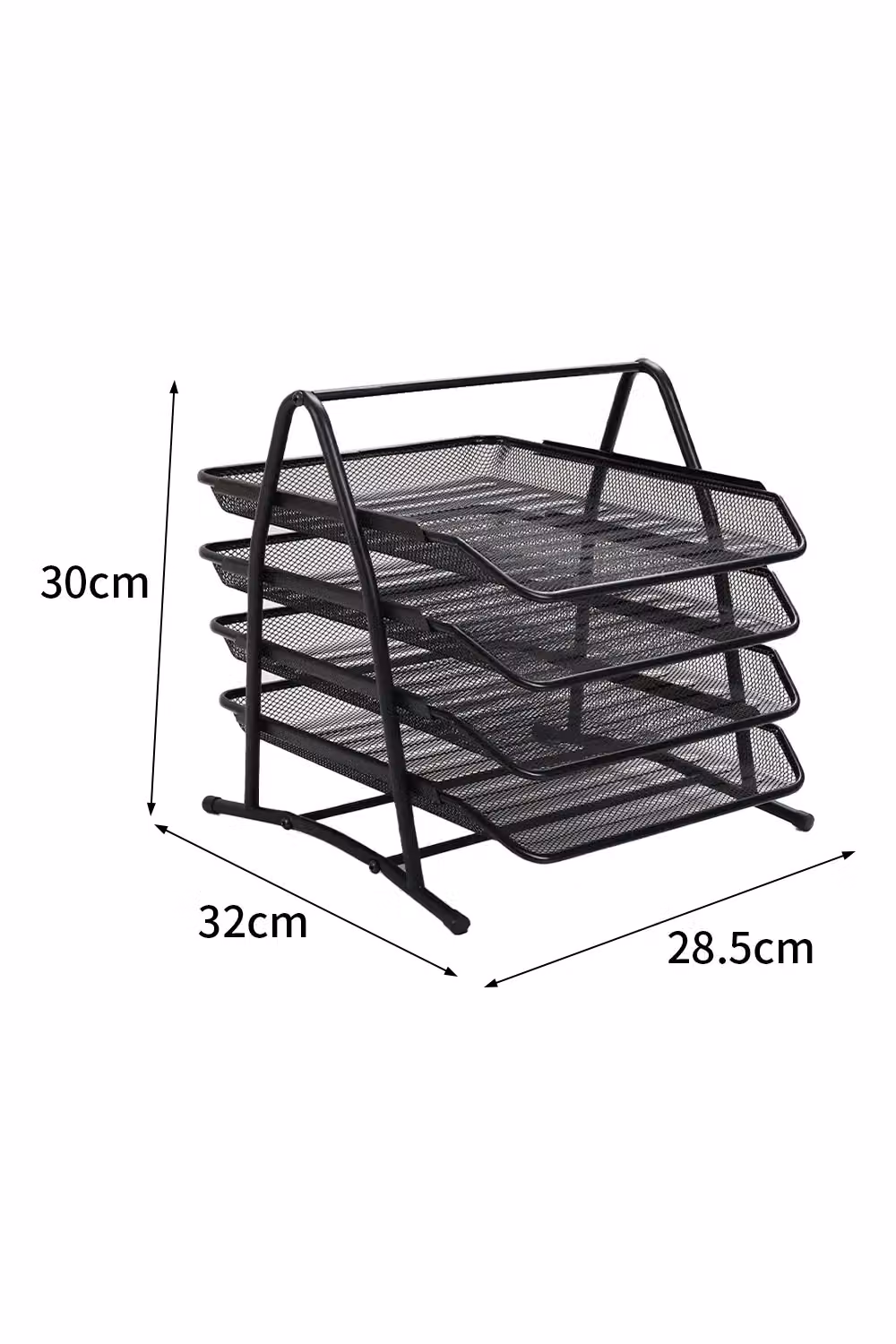 Living and Home 4-tier Detachable Metal Mesh A4 File Holder and Desk Organiser in Black – 4