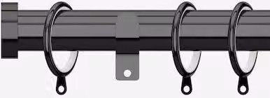 New Edge Blinds Metal Curtain Pole in Black Nickel, 28mm Diameter, Length: 90 cm