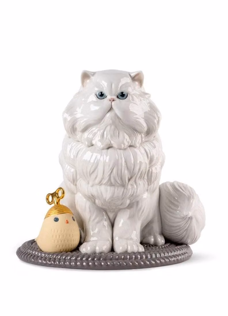 Lladró Persian Cat Porcelain Sculpture in White