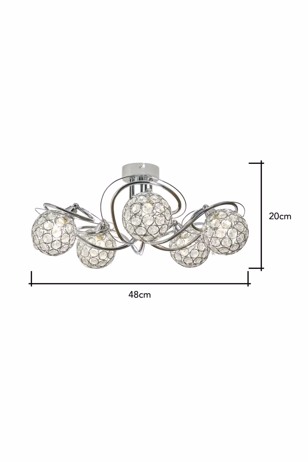 BHS Lighting Orianna Large Flush Ceiling Light in Silver and Chrome with Glass – 2