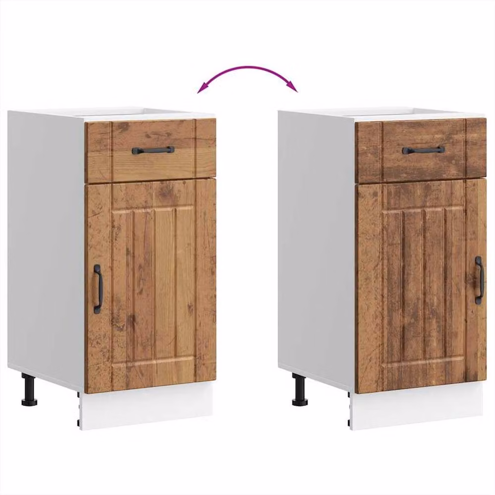 Berkfield Home Lucca Kitchen Base Cabinet in Old Wood Brown, W/D/H: 81.5 x 40.0 x 46.0 cm – 3