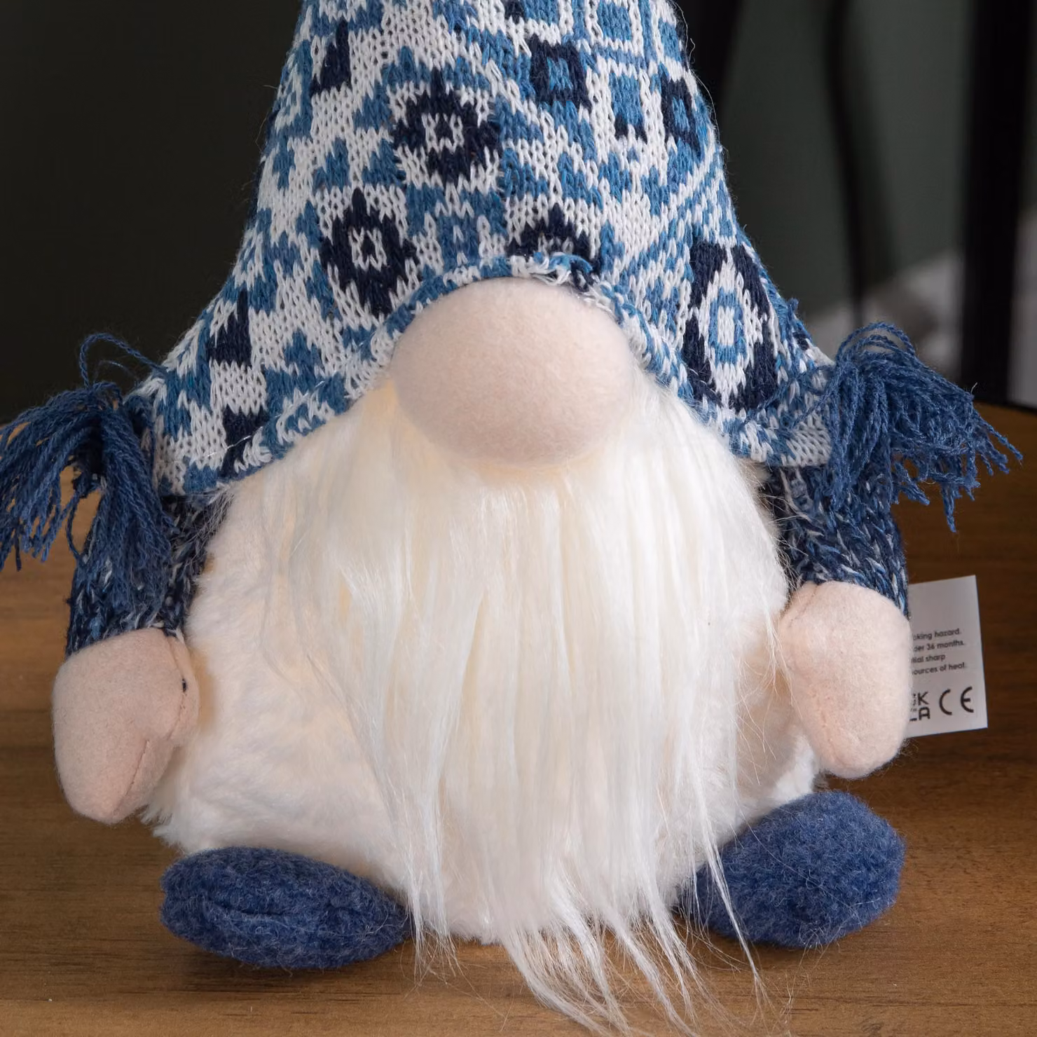 Samuel Alexander Battery Operated Light Up Sitting Christmas Gonk in Blue and White, Height: 35 cm – 4