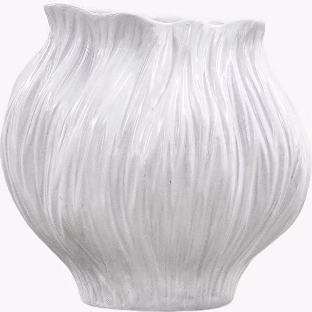 Perch & Parrow Flow Ceramic Tabletop Vase in White, Medium