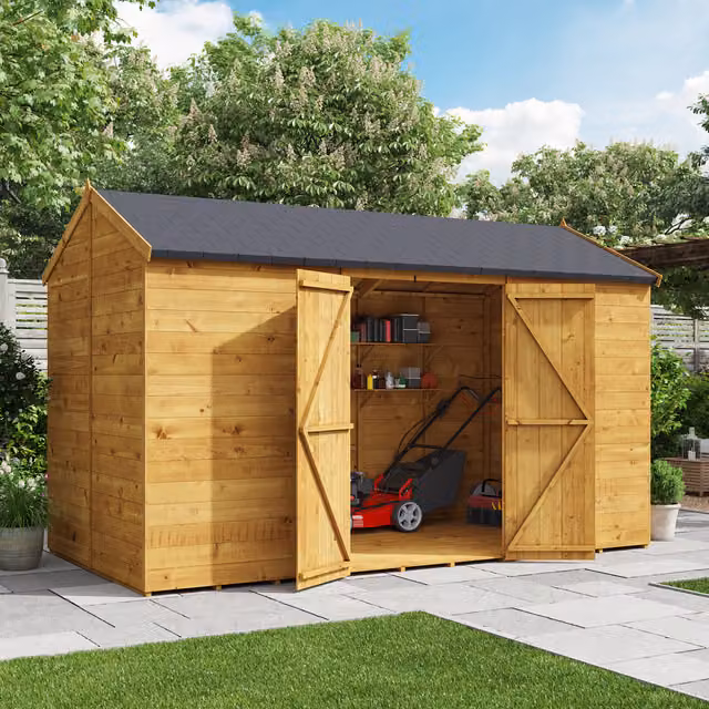 BillyOh Rustic Brown Wooden Reverse Apex Workshop with Tongue and Groove Construction