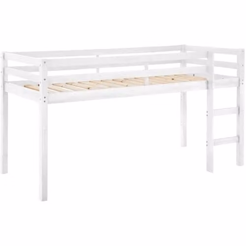 Alpi White Mid-Height Childrens Midsleeper Bed in Solid Wood W/D/H: 190 x 90 x 111.01 cm