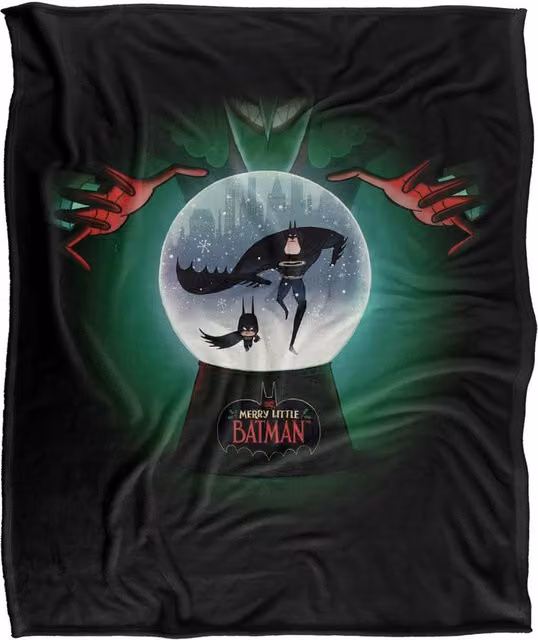 Warner Bros. Merry Little Batman Snowglobe Silky Touch Super Soft Fluffy Polyester Throw Blanket in Multicolour and Black, Large