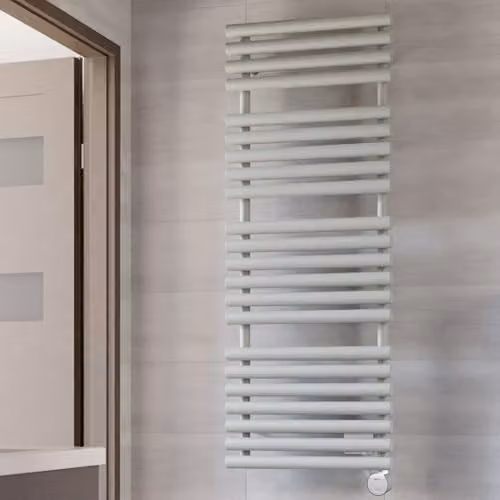 Terma Rolo Towel E Electric Towel Rail with Wifi, Salt n Pepper Grey, H: 136 cm, W: 52 cm