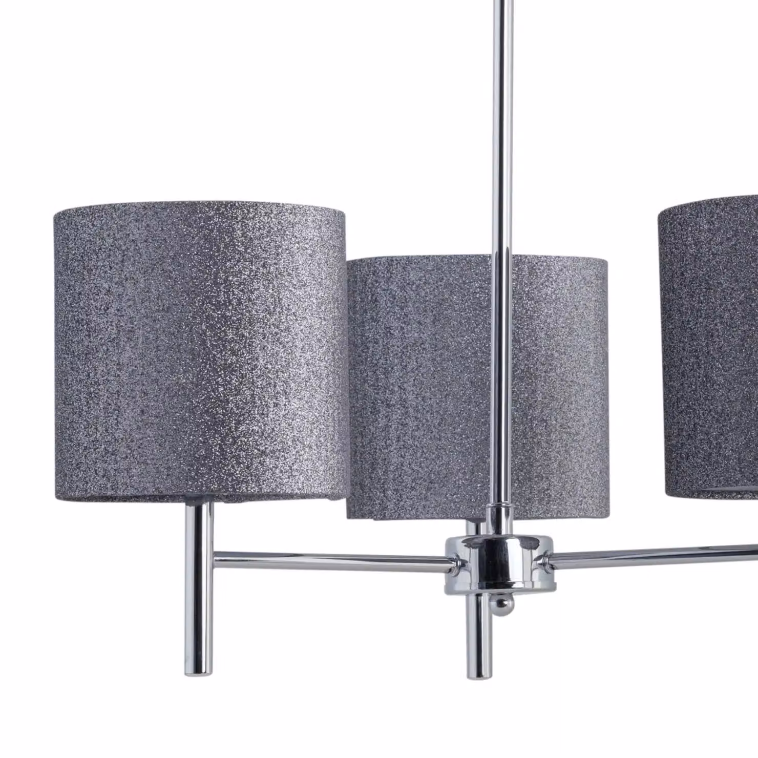 First Choice Lighting Brea Chrome 3 Light Ceiling Fitting with Silver and Grey Fabric Shades – 2