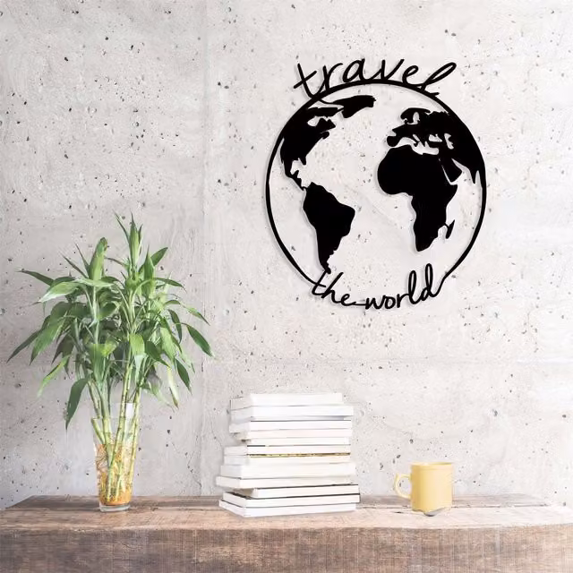 Decortie Travel the World Round Metal Wall Art in Black – 2