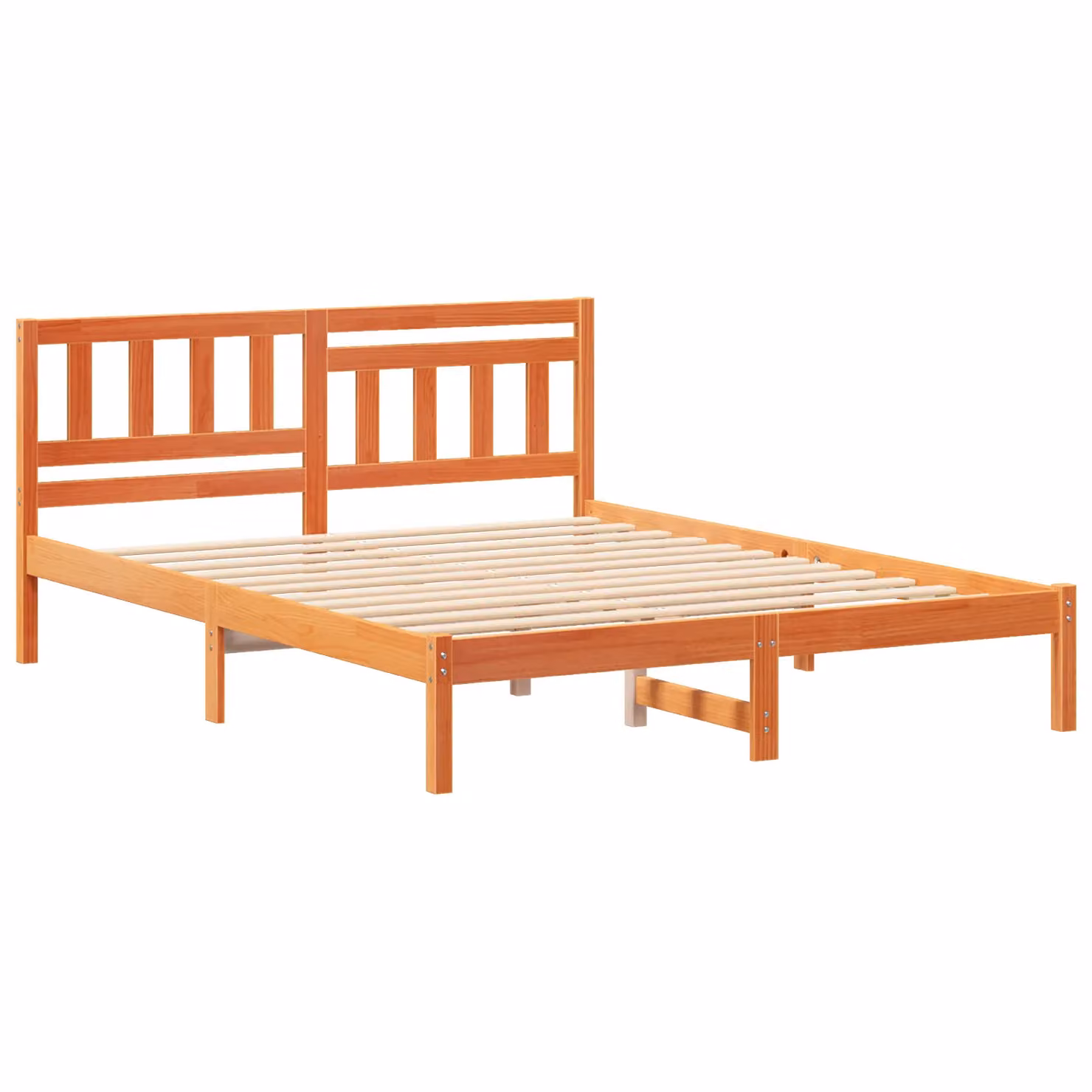 Berkfield Home Solid Pine Wood Bed with Headboard in Wax Brown, W/D/H: 200 x 140 x 80.5 cm – 2