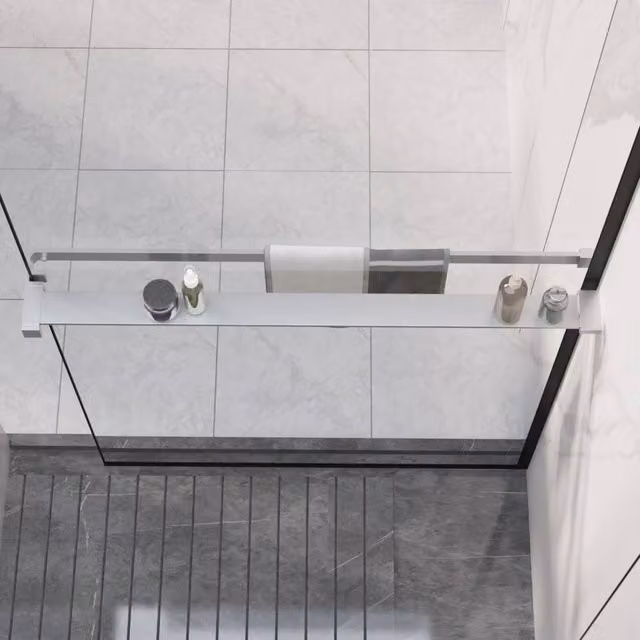 Berkfield Home Wall-Mounted Aluminium Shower Shelf in Silver, 90 cm – 1