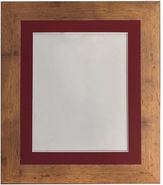 Frames & Mirrors 4U Metro Vintage Walnut Wood Frame with Red Mount for A2 Images – 1