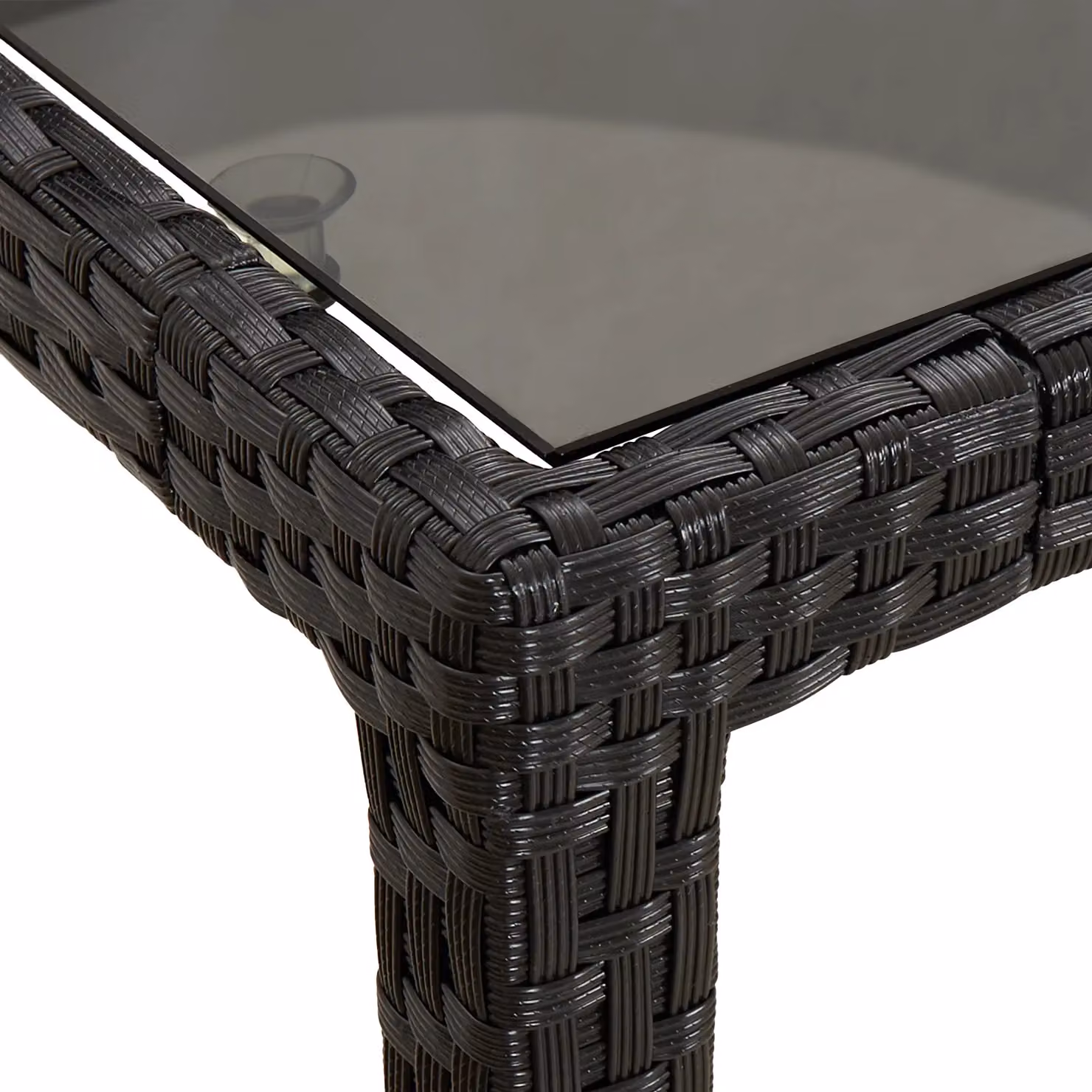 Berkfield Home Black Poly Rattan Garden Dining Table with Glass Top, W/D/H: 150 x 90 x 75 cm – 3