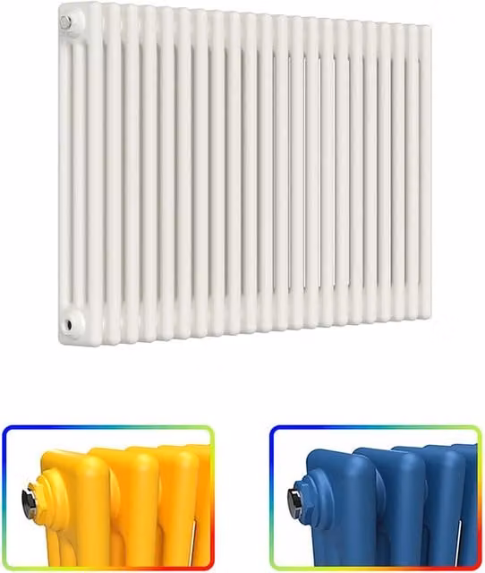 Lux Heat Horizontal Column Radiator in White, Steel, H 60.0 cm x W 137.0 cm