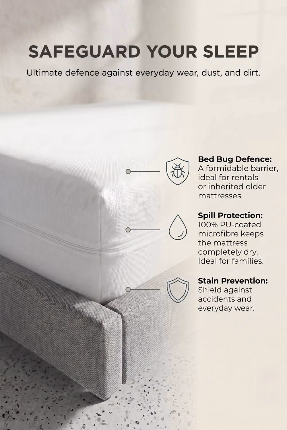 Homescapes Luxury Waterproof Zipped Mattress Encasement, White, Super King, W/D/H: 200 x 200 x 40 cm – 2