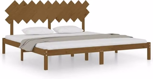 Berkfield Home Solid Wood Pine Bed Frame, Brown, W/D/H: 200 x 200 x 31 cm – 1