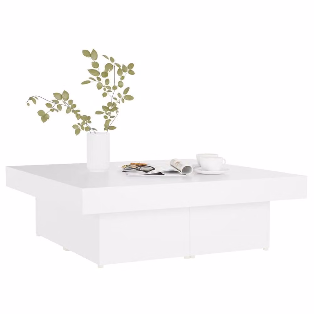 Berkfield Home Modern White Coffee Table, W/D/H: 90 x 90 x 28 cm – 2