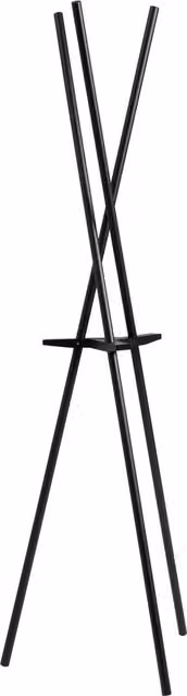 Orsina Rostok Matt Black Coat Stand with Bamboo and Metal Post Tree Design