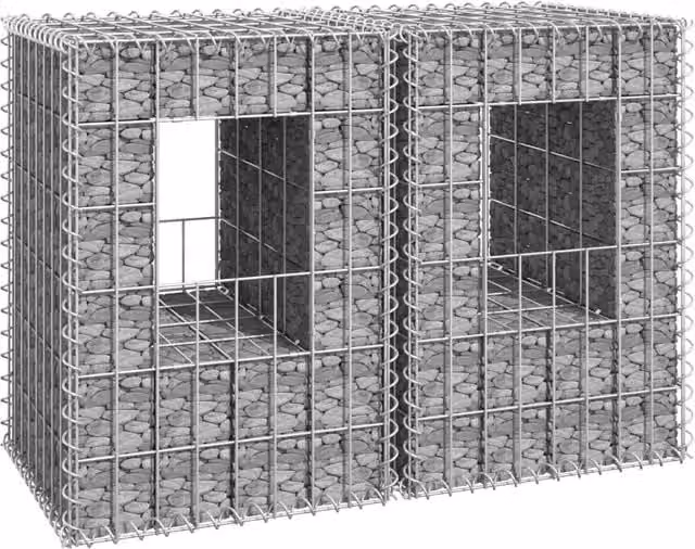 Berkfield Home Silver Iron Gabion Basket Posts, 2 Pack, W/D/H: 40 x 40 x 60 cm