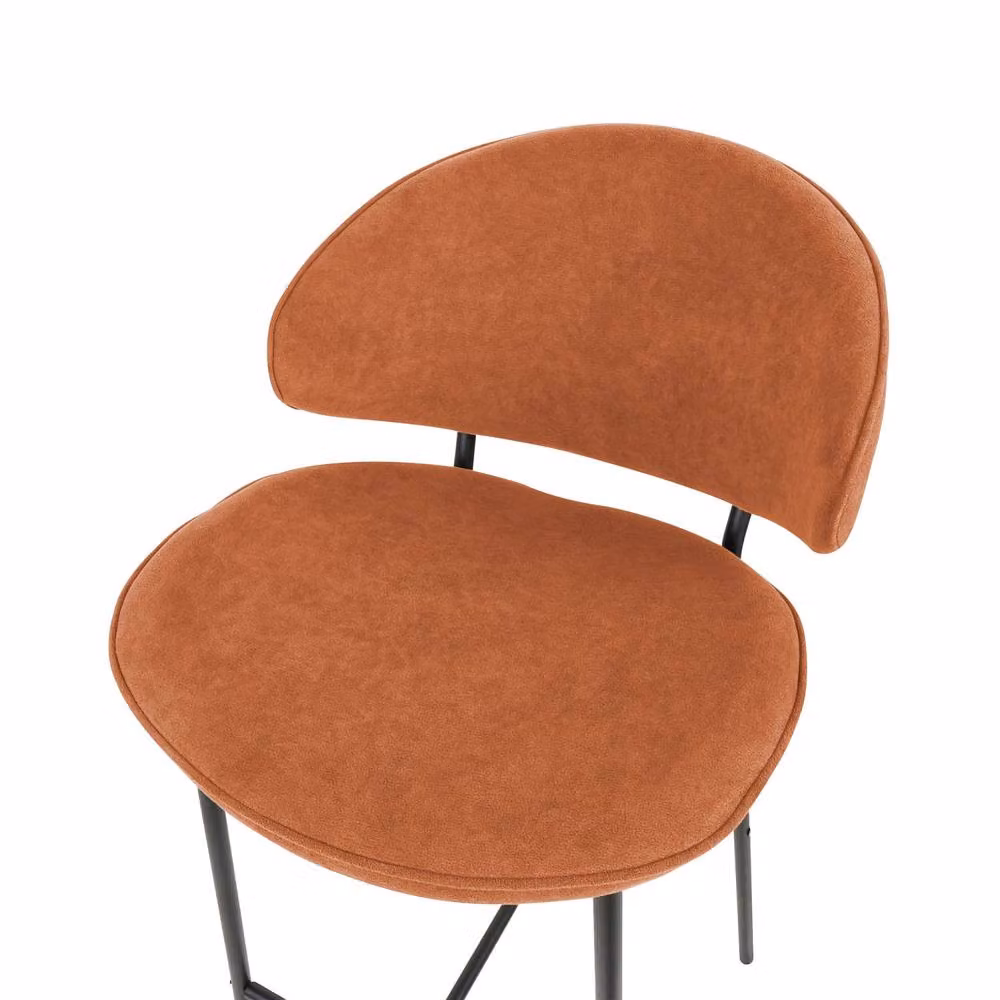 Wyld and Coco Set of 2 Orange Fabric Dining Bar Chairs with Black Metal Frame – 3