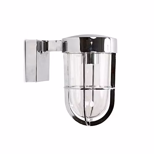 MiniSun Modern Polished Chrome Lantern Wall Light with Transparent Glass, H 20.0 cm x W 12.0 cm x D 19.0 cm – 1