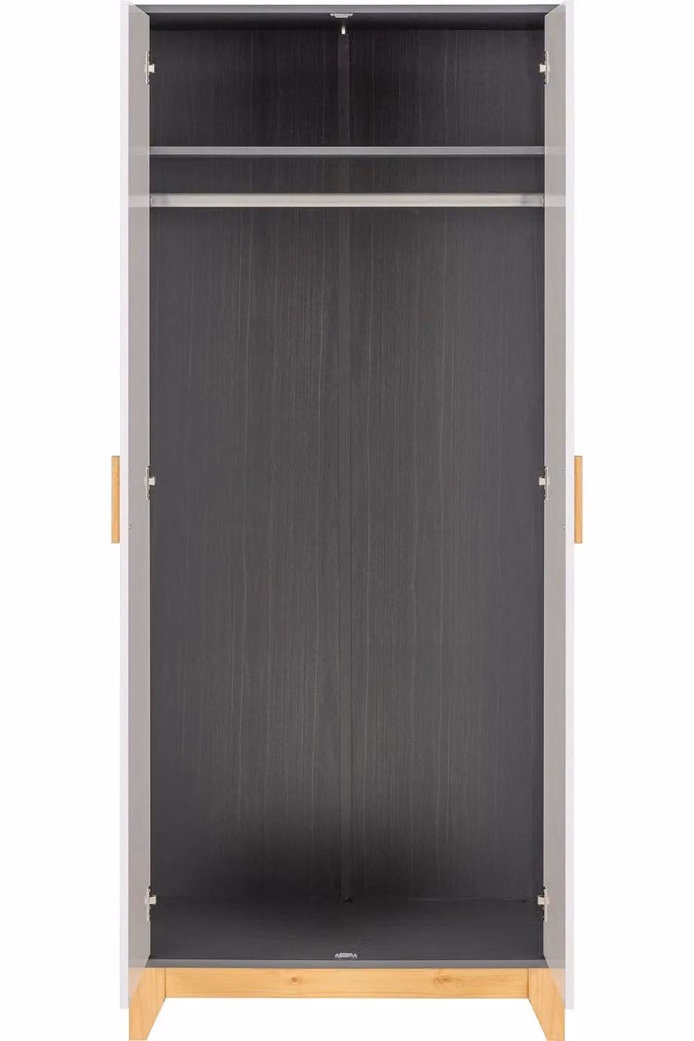 Seconique Cleveland 2 Door Double Wardrobe in White and Grey Industrial Style, W/D/H: 192 x 52 x 80 cm – 6
