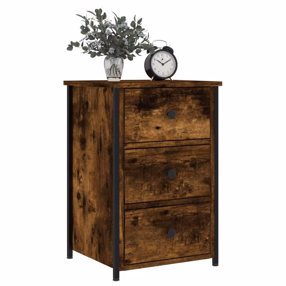 Berkfield Home Bedside Cabinet in Smoked Oak Brown, W/D/H: 40 x 36 x 60 cm – 3