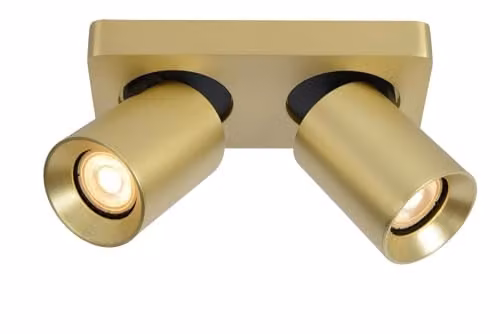 Lucide Nigel Dimmable LED Twin Ceiling Spotlight in Gold/Brass with GU10 Bulbs Included