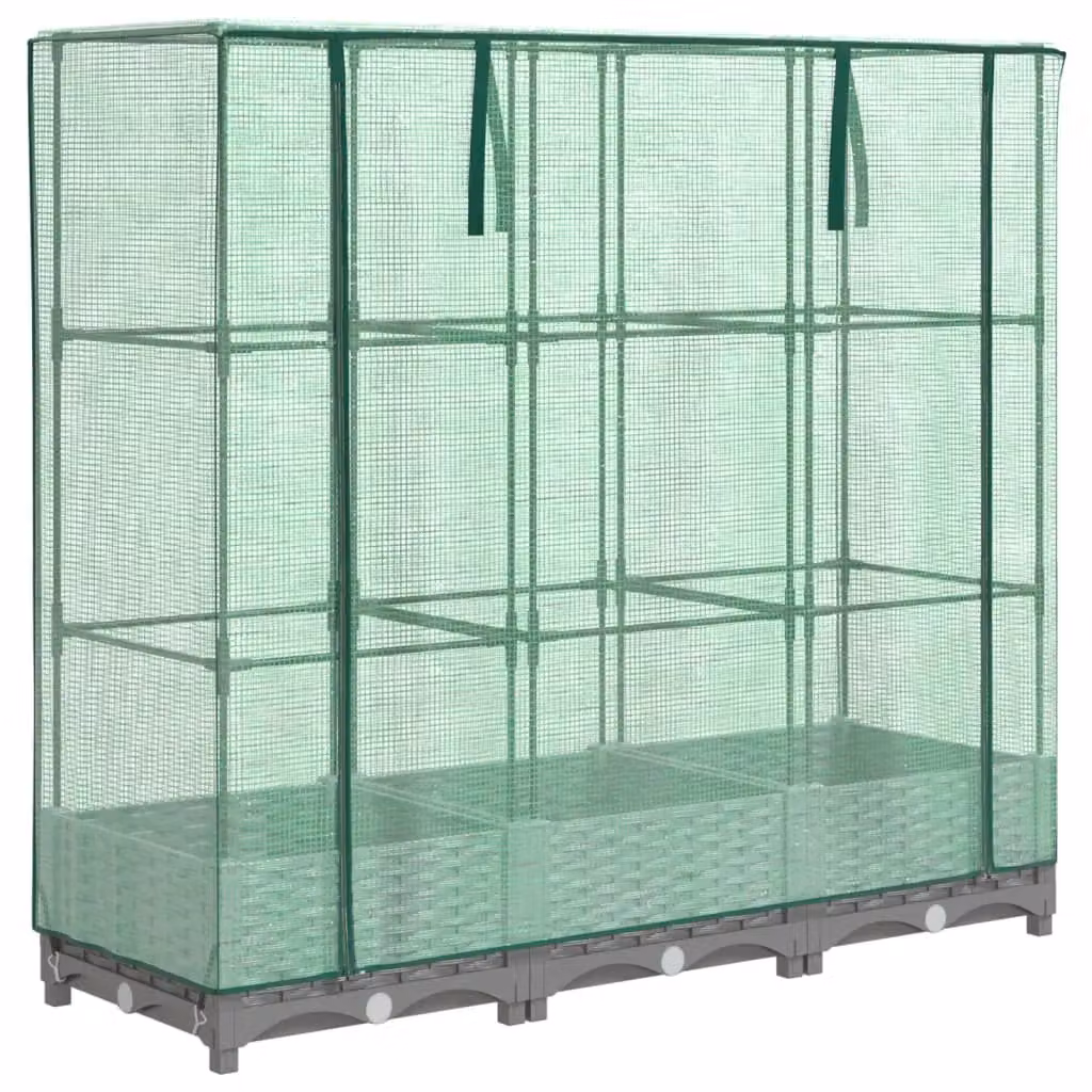 Berkfield Home Raised Bed with Greenhouse Cover in Black Rattan Look W/D/H: 120 x 40 x 123 cm – 1