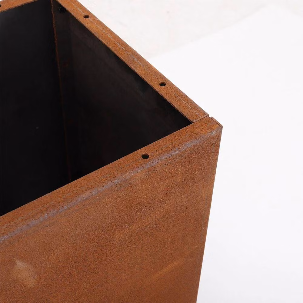 Havendro Garden Cube Metal Planter, Corten Steel Flower Pot, Brown, W/D/H: 40 x 30 x 80 cm – 3