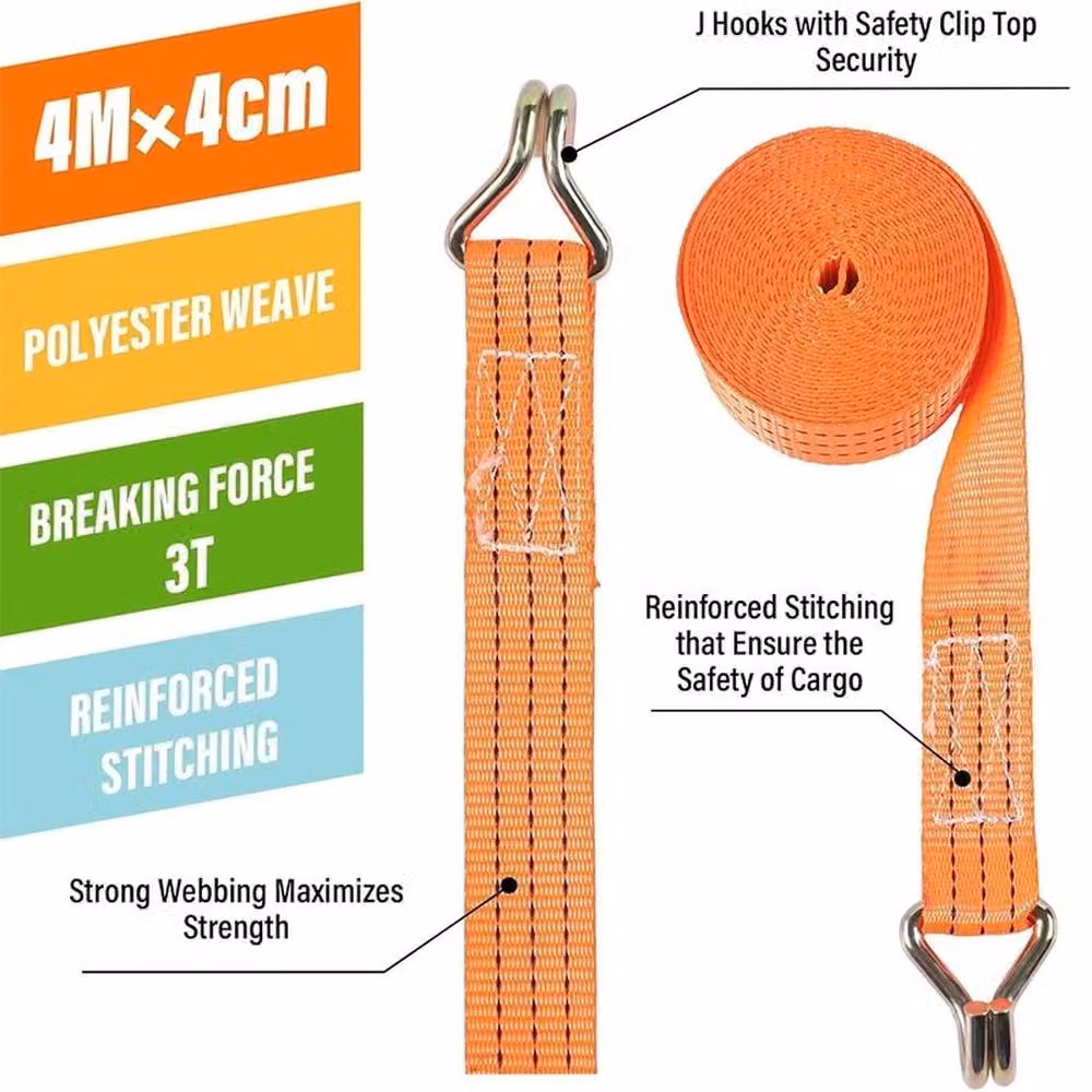 EONLION 4 Pack Ratchet Tie Down Straps in Orange, 100g – 3