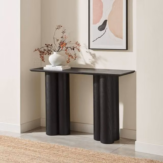 FurnitureboxUK Sutton Black Veneer Wood Console Table – 1