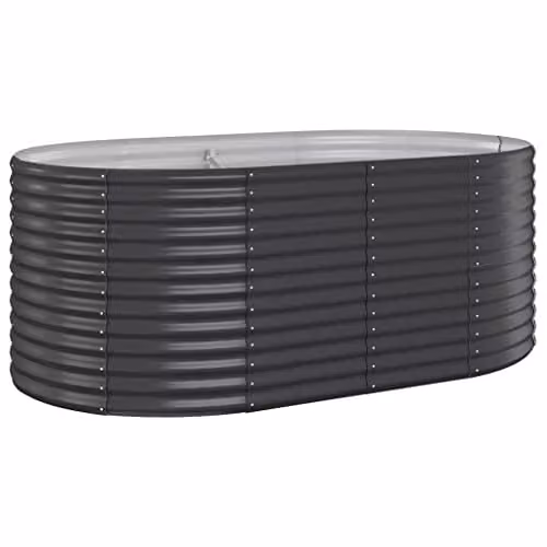 vidaXL Anthracite Galvanised Steel Garden Raised Bed W/D/H: 175 x 100 x 68 cm