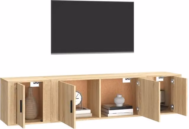 Berkfield Home Classic 3 Piece TV Cabinet Set in Sonoma Oak and Brown Engineered Wood