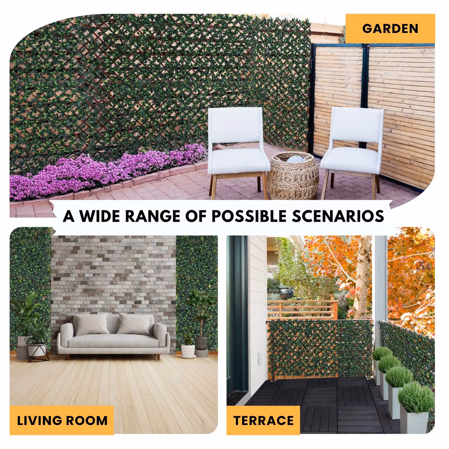 Novecrafto Expanding Trellis Garden Privacy Screen with Artificial Green Leaves – 8