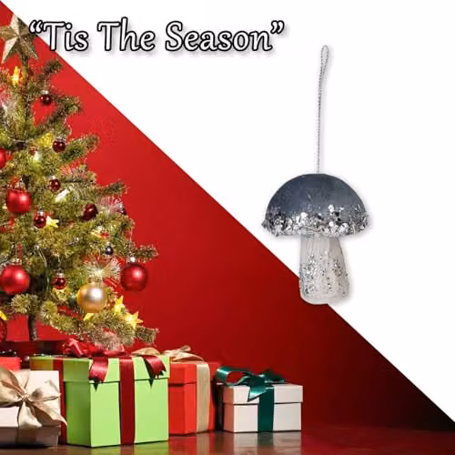 VFM e-Store Blue Velvet Mushroom Hanging Christmas Decoration, H 8 cm x W 6 cm – 5