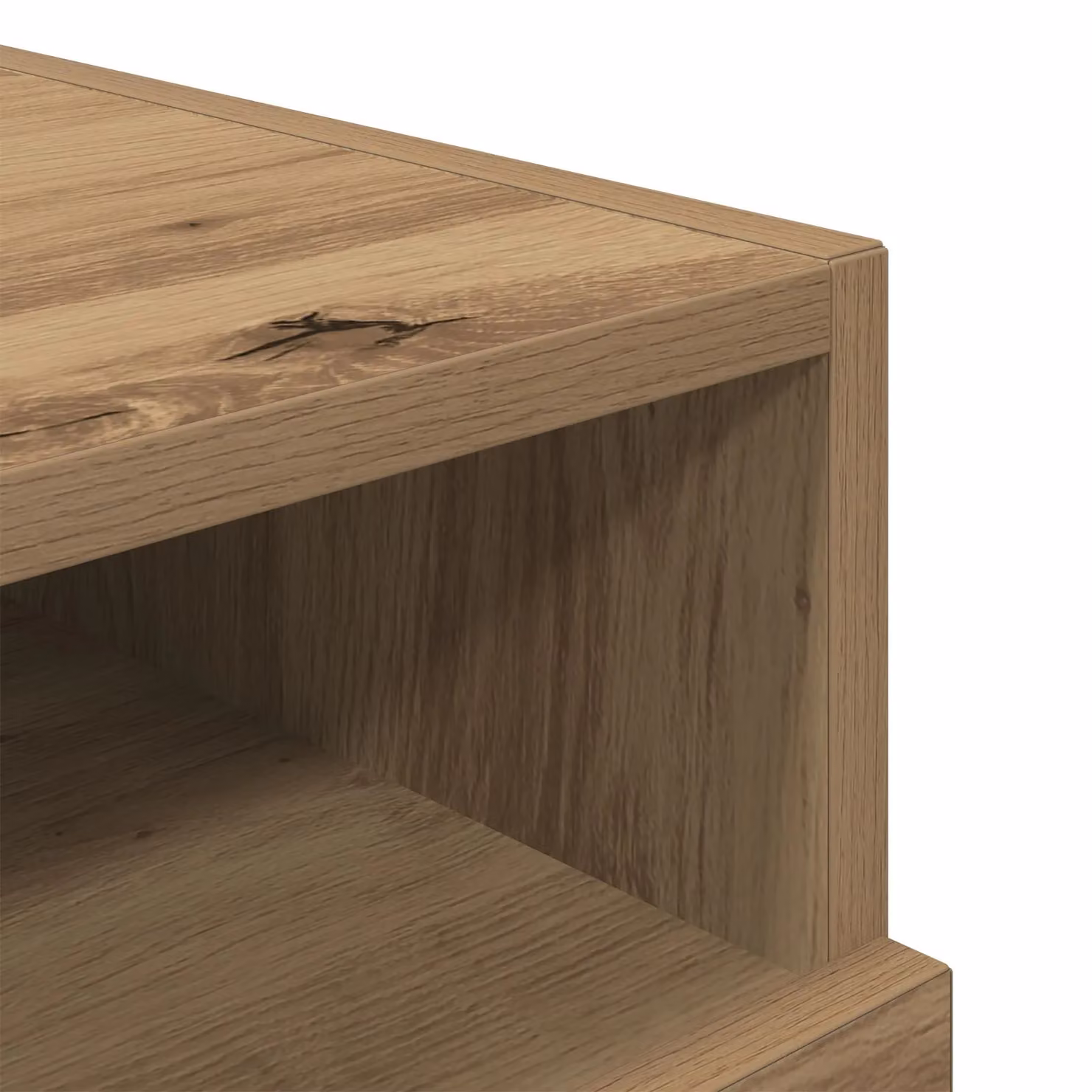 Berkfield Home Artisan Oak Bedside Cabinet with Integrated LED Lights, Brown, W: 40 cm, D: 39 cm, H: 37 cm – 3