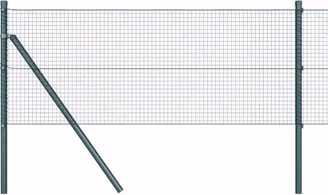 Berkfield Home Green Steel Welded Wire Fence with 7 Posts, W: 10 m, H: 0.6 m