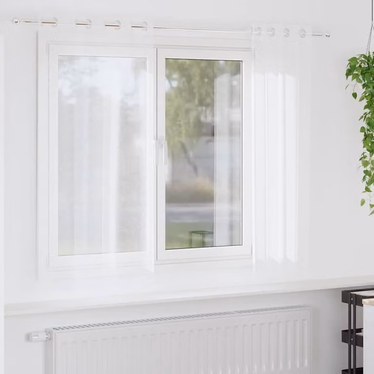 Berkfield Home White Polyester Eyelet Curtains, 2 Pack, W: 140 cm, H: 175 cm