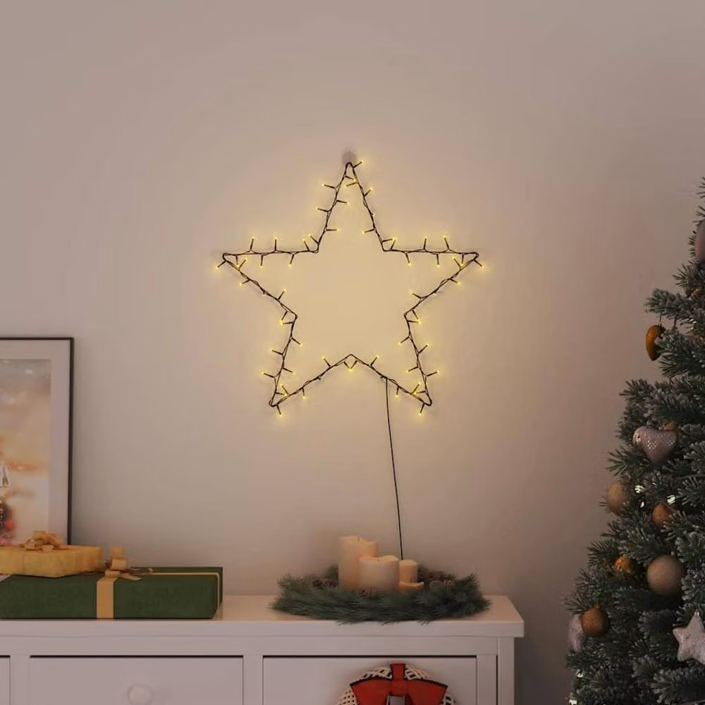 Berkfield Home Christmas Star Silhouette Lights with 80 Warm White LEDs in Black – 2
