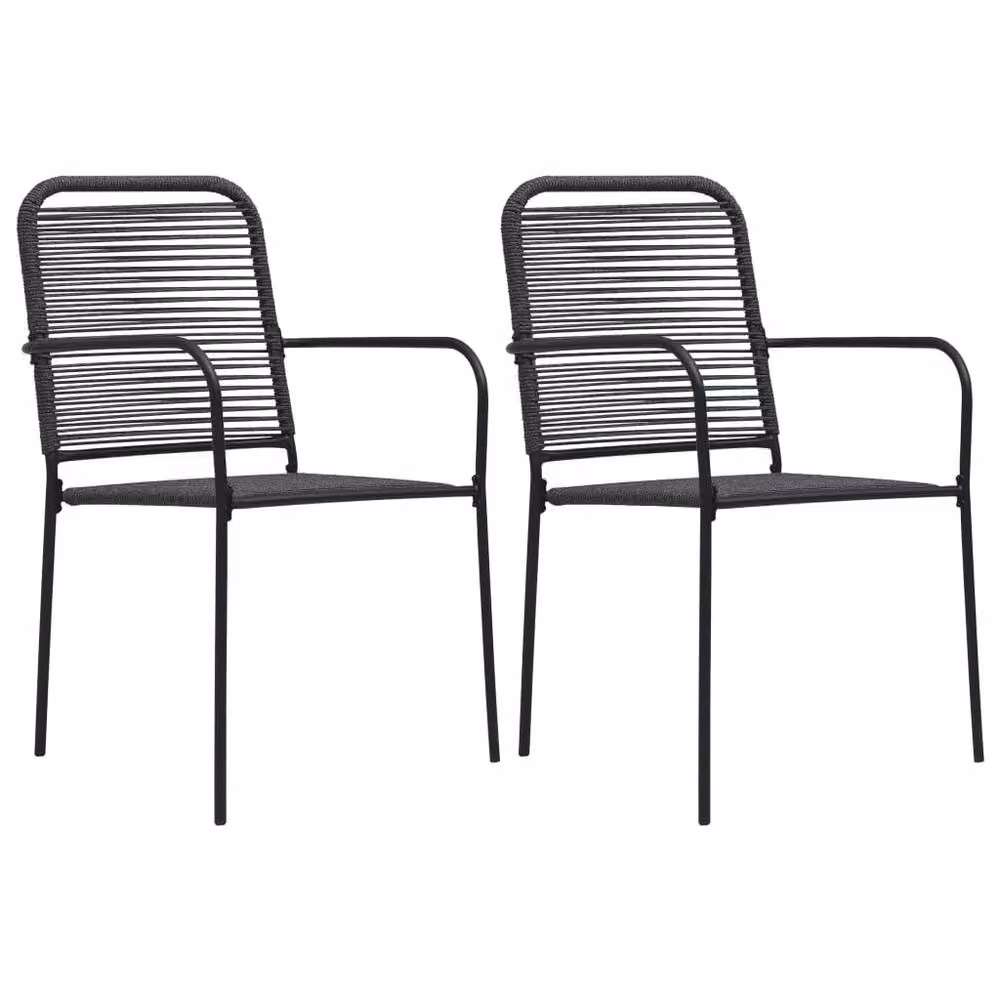 Berkfield Home Traditional Garden Chairs, Set of 2, Black Steel and Striped Cotton Rope – 2